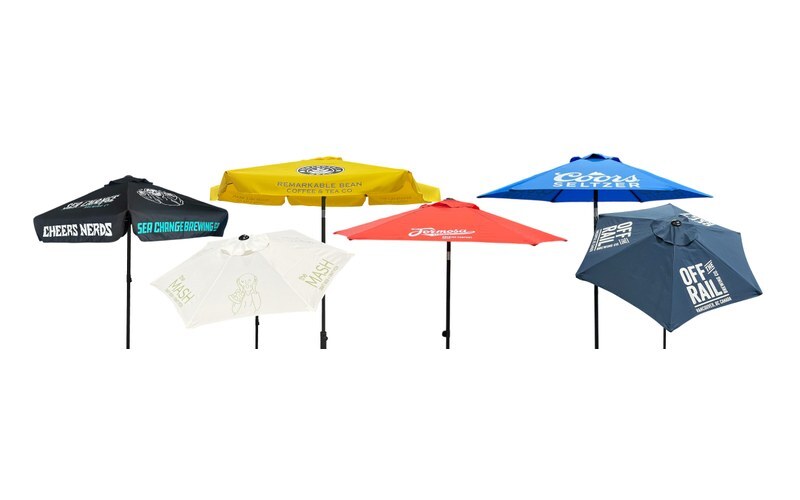 custom branded patio umbrellas for brewery taprooms and outdoor events