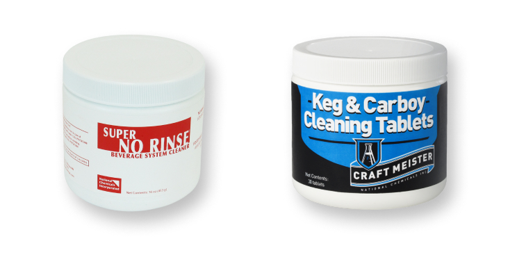 Ball lock keg cleaning no-rinse cleansing powder and craft meister keg carboy tablets