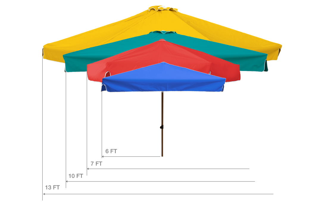 sizes of heavy-duty patio umbrellas