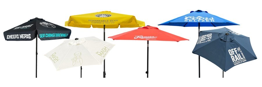custom branded patio umbrellas for brewery taprooms and outdoor events